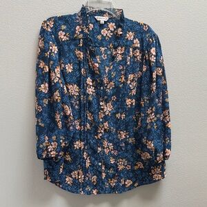 Nanette Lepore Navy Floral Blouse